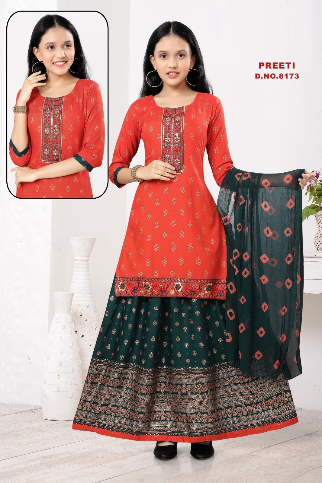 Preeti 8173 Kids Wear Kurti With Skirt Dupatta Catalog